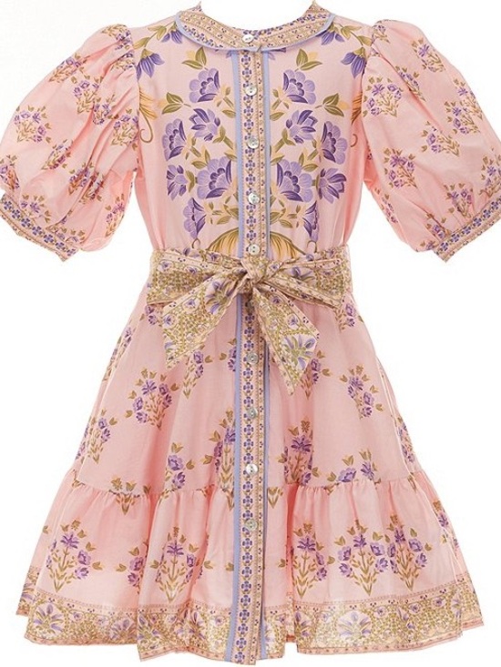 A Loves A Other - A Loves A Girls' Pink & Purple Floral Belted Formal Dress